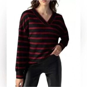 Sanctuary Striped V Neck Long Sleeve Casual Top Women Size S